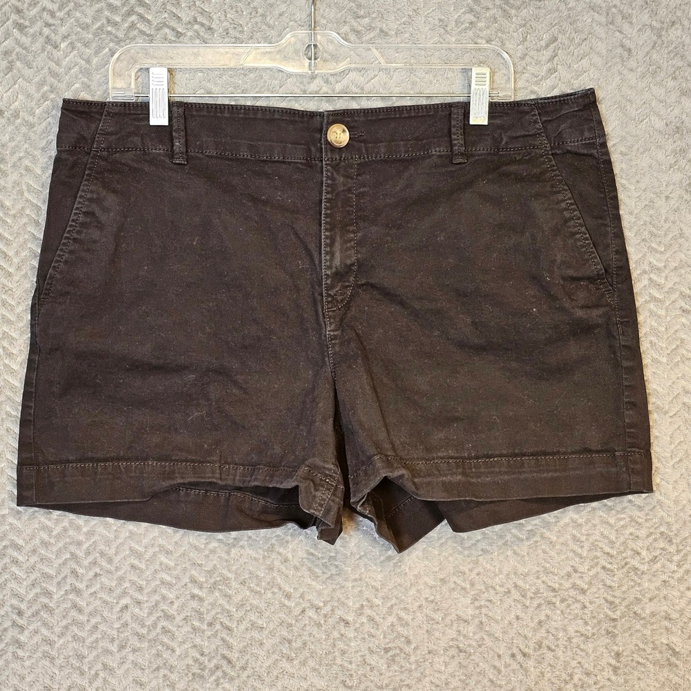 LOFT Womens The Washed Twill Short 4 Inch Charcoal Gray Chino Shorts Size 14
